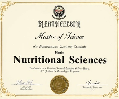 Diplom für Master of Science in Ernährungswissenschaften.