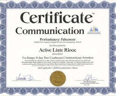 Zertifikat für professionelle Kommunikationsfähigkeiten.